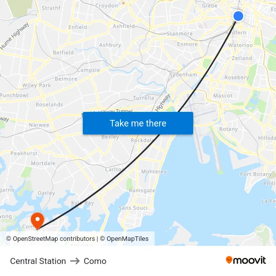 Central Station to Como map