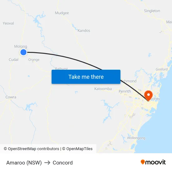 Amaroo (NSW) to Concord map