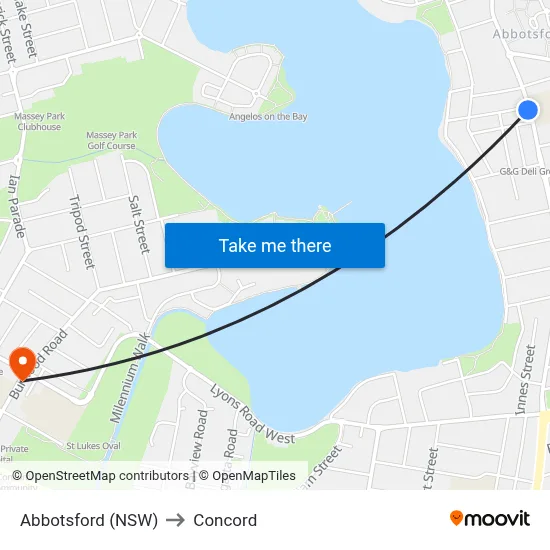 Abbotsford (NSW) to Concord map