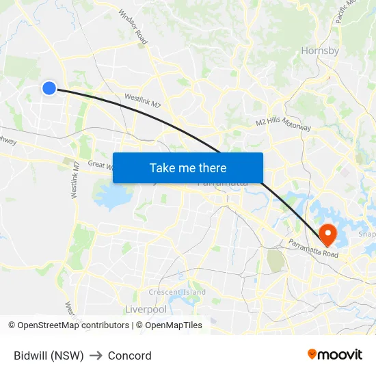 Bidwill (NSW) to Concord map