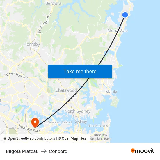 Bilgola Plateau to Concord map