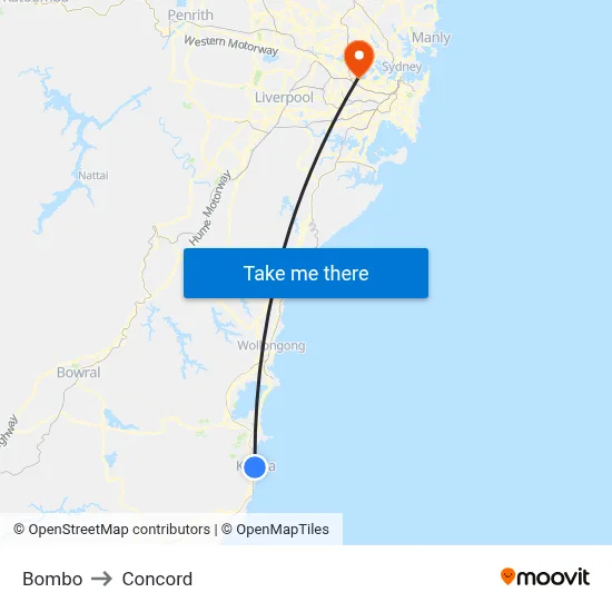 Bombo to Concord map