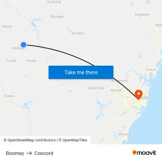 Boomey to Concord map