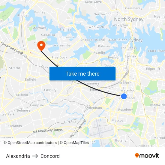 Alexandria to Concord map