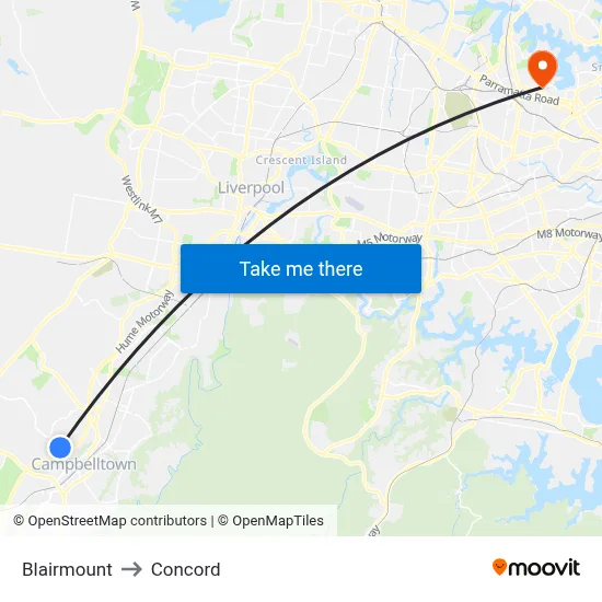 Blairmount to Concord map