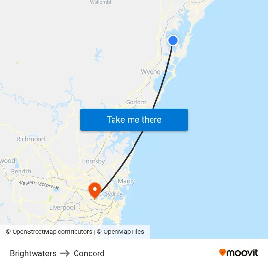 Brightwaters to Concord map