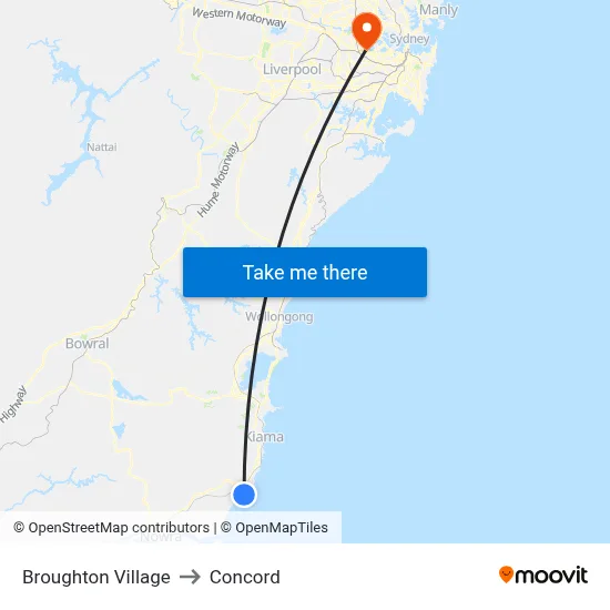 Broughton Village to Concord map