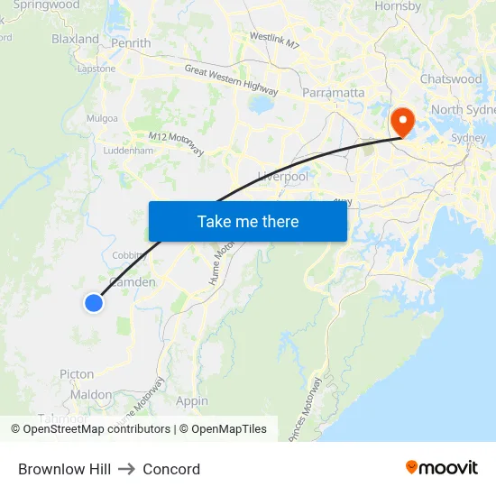 Brownlow Hill to Concord map
