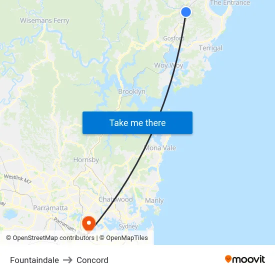 Fountaindale to Concord map