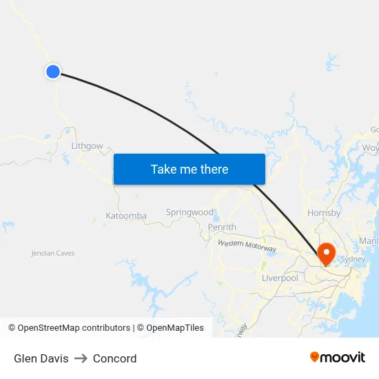 Glen Davis to Concord map