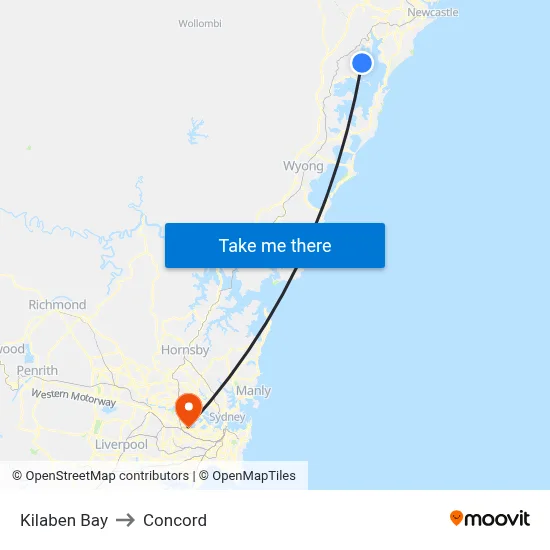 Kilaben Bay to Concord map