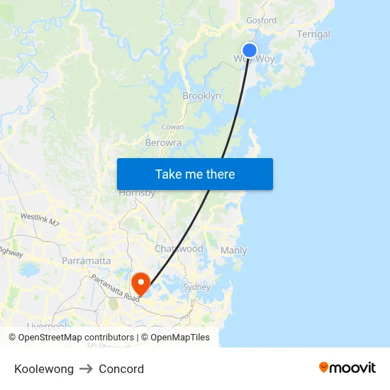 Koolewong to Concord map