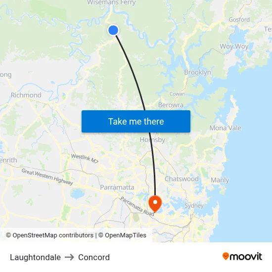 Laughtondale to Concord map