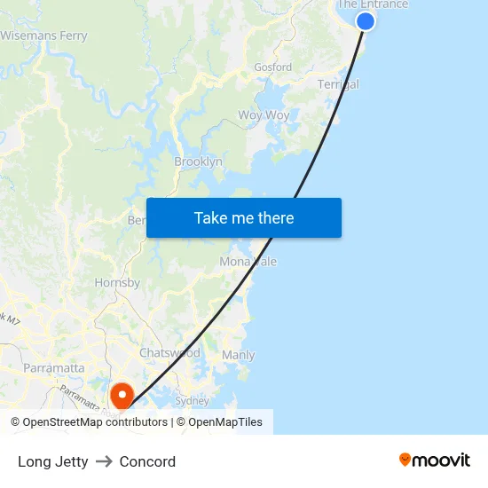 Long Jetty to Concord map