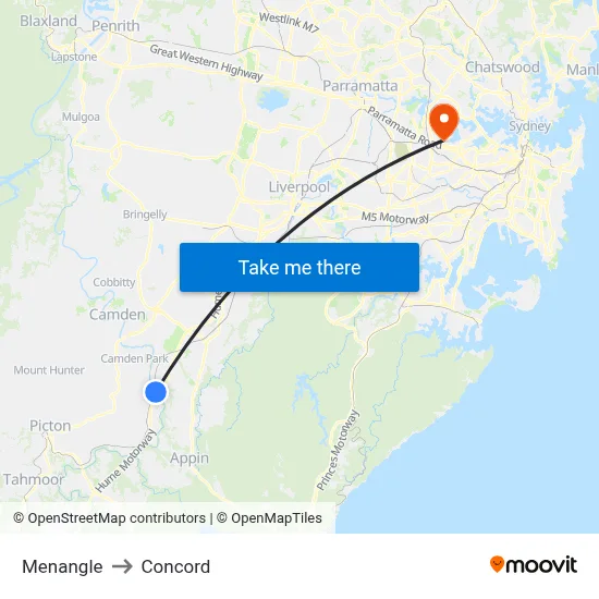 Menangle to Concord map