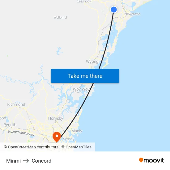 Minmi to Concord map