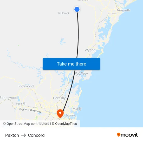 Paxton to Concord map