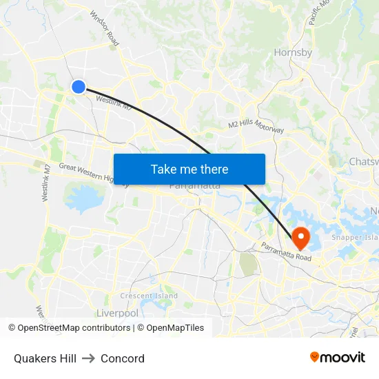 Quakers Hill to Concord map