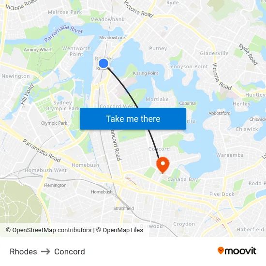Rhodes to Concord map