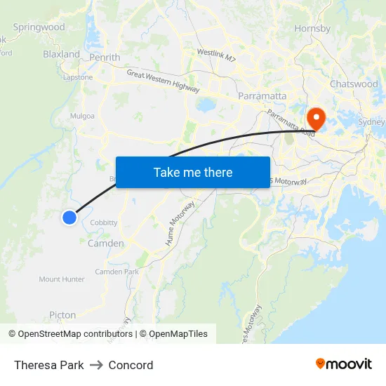 Theresa Park to Concord map