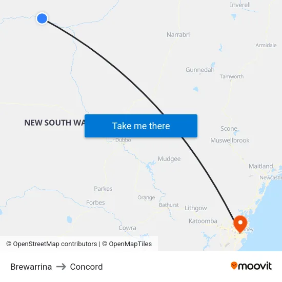 Brewarrina to Concord map