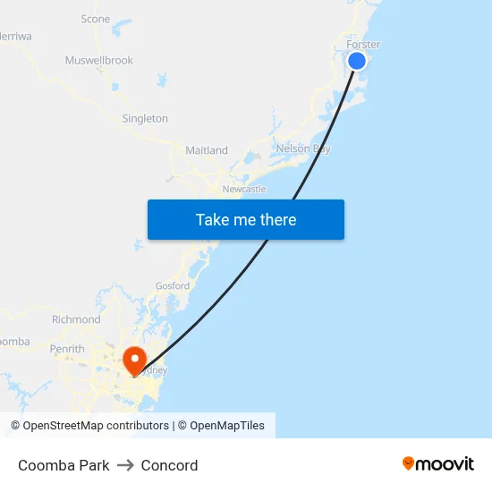 Coomba Park to Concord map