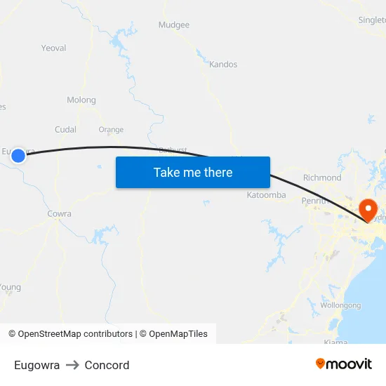 Eugowra to Concord map