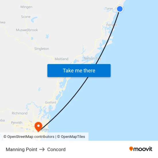 Manning Point to Concord map