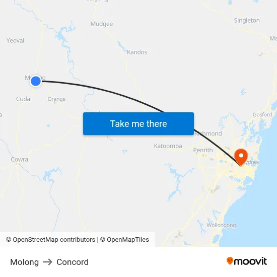 Molong to Concord map