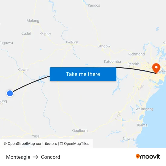Monteagle to Concord map