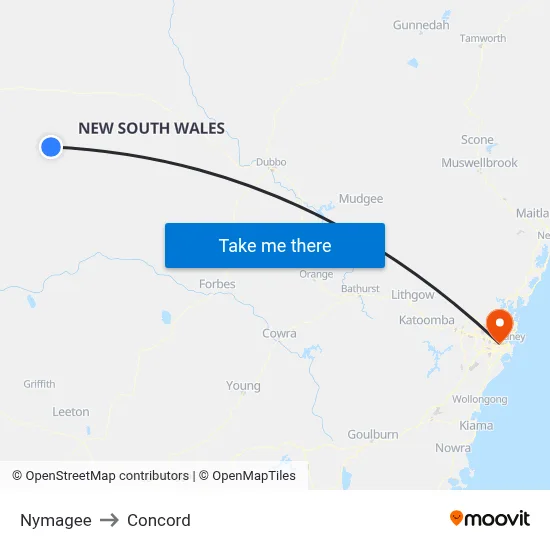 Nymagee to Concord map