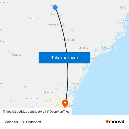 Wingen to Concord map