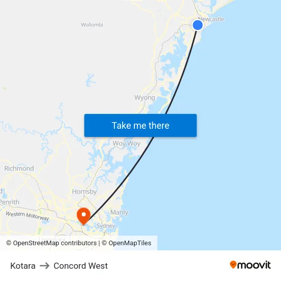 Kotara to Concord West map