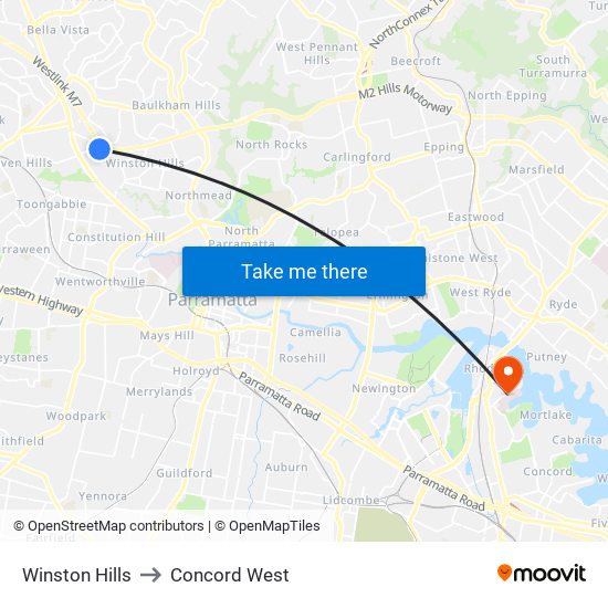 Winston Hills to Winston Hills with public transportation