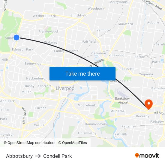 Abbotsbury to Condell Park map