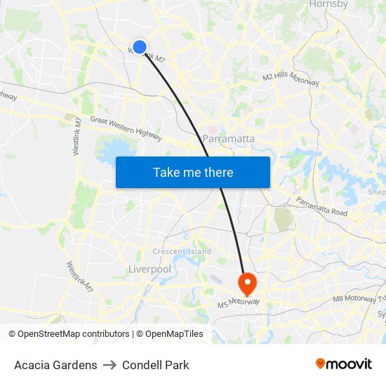 Acacia Gardens to Condell Park map