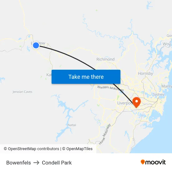 Bowenfels to Condell Park map
