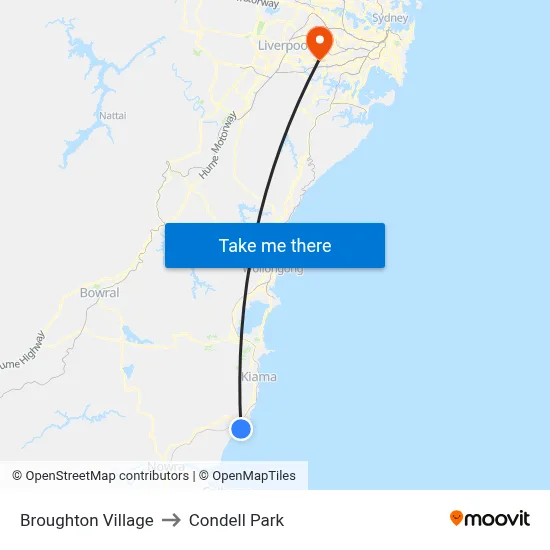 Broughton Village to Condell Park map