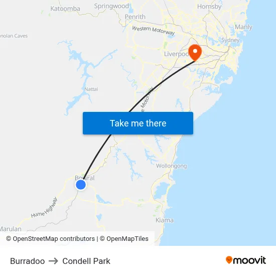 Burradoo to Condell Park map