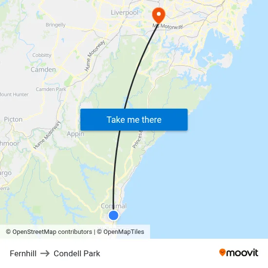 Fernhill to Condell Park map