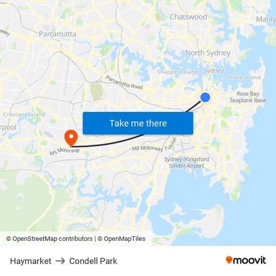 Haymarket to Condell Park map