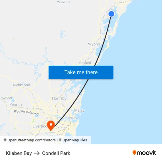 Kilaben Bay to Condell Park map
