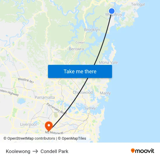 Koolewong to Condell Park map