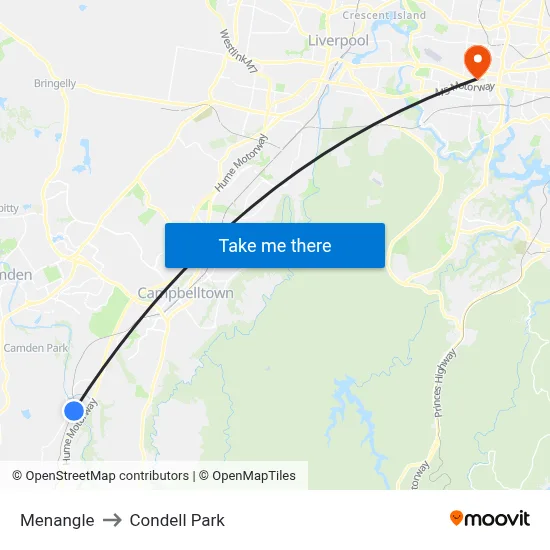 Menangle to Condell Park map
