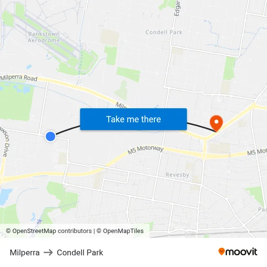 Milperra to Condell Park map