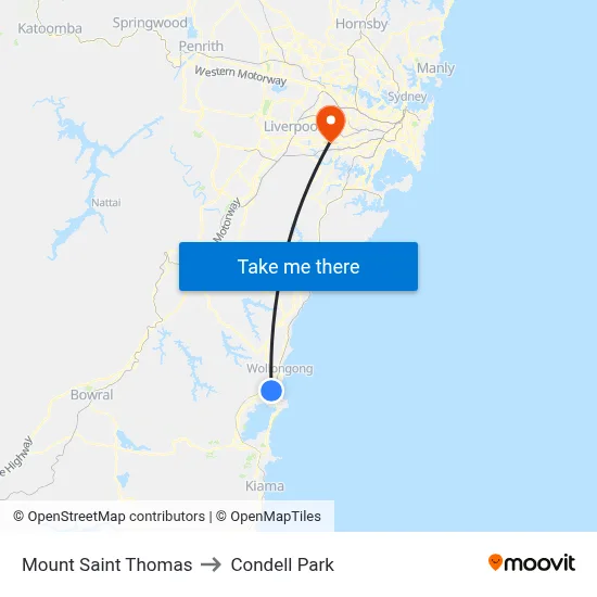 Mount Saint Thomas to Condell Park map
