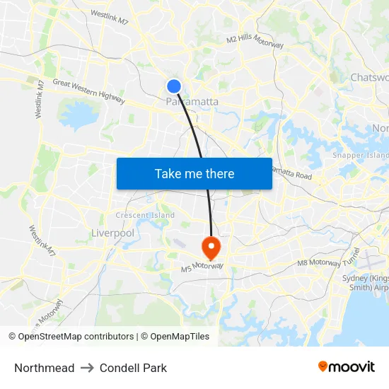 Northmead to Condell Park map