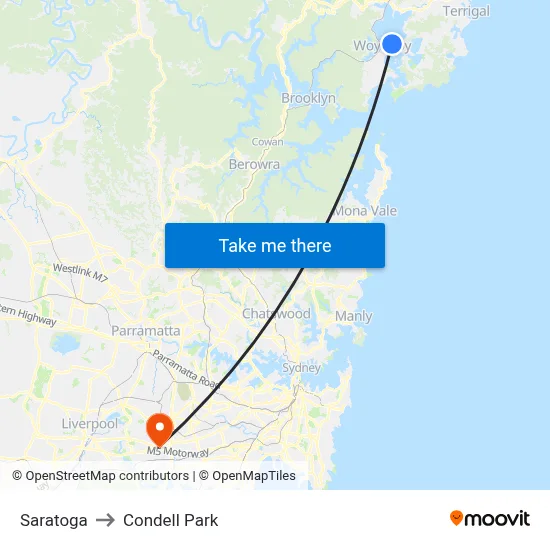 Saratoga to Condell Park map