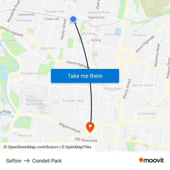 Sefton to Condell Park map