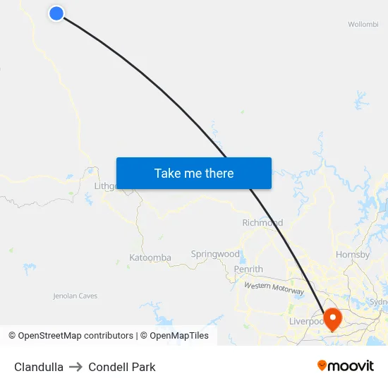 Clandulla to Condell Park map